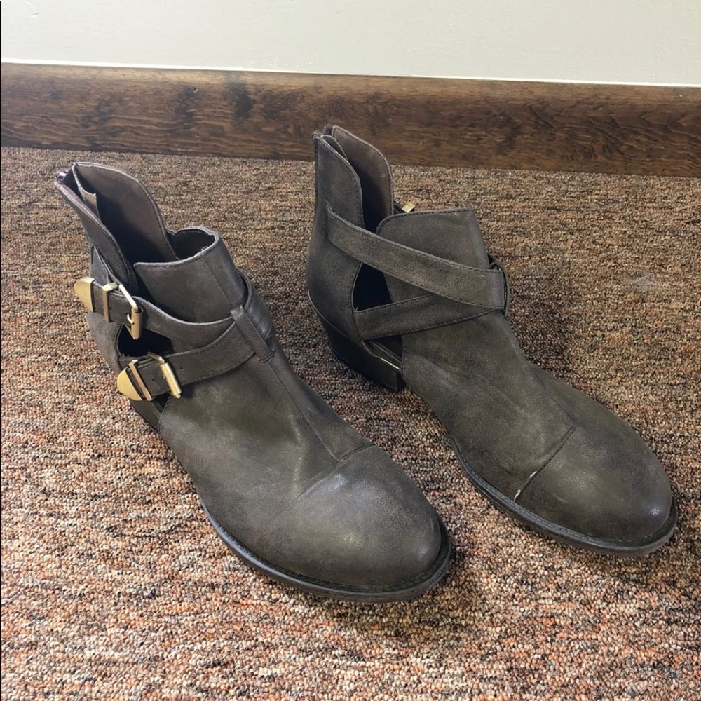 Distressed ankle booties